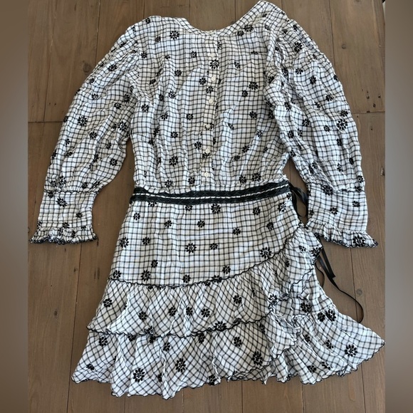 LoveShackFancy Lorelei charcoal Ruffle Mini Dress size small - Picture 7 of 9